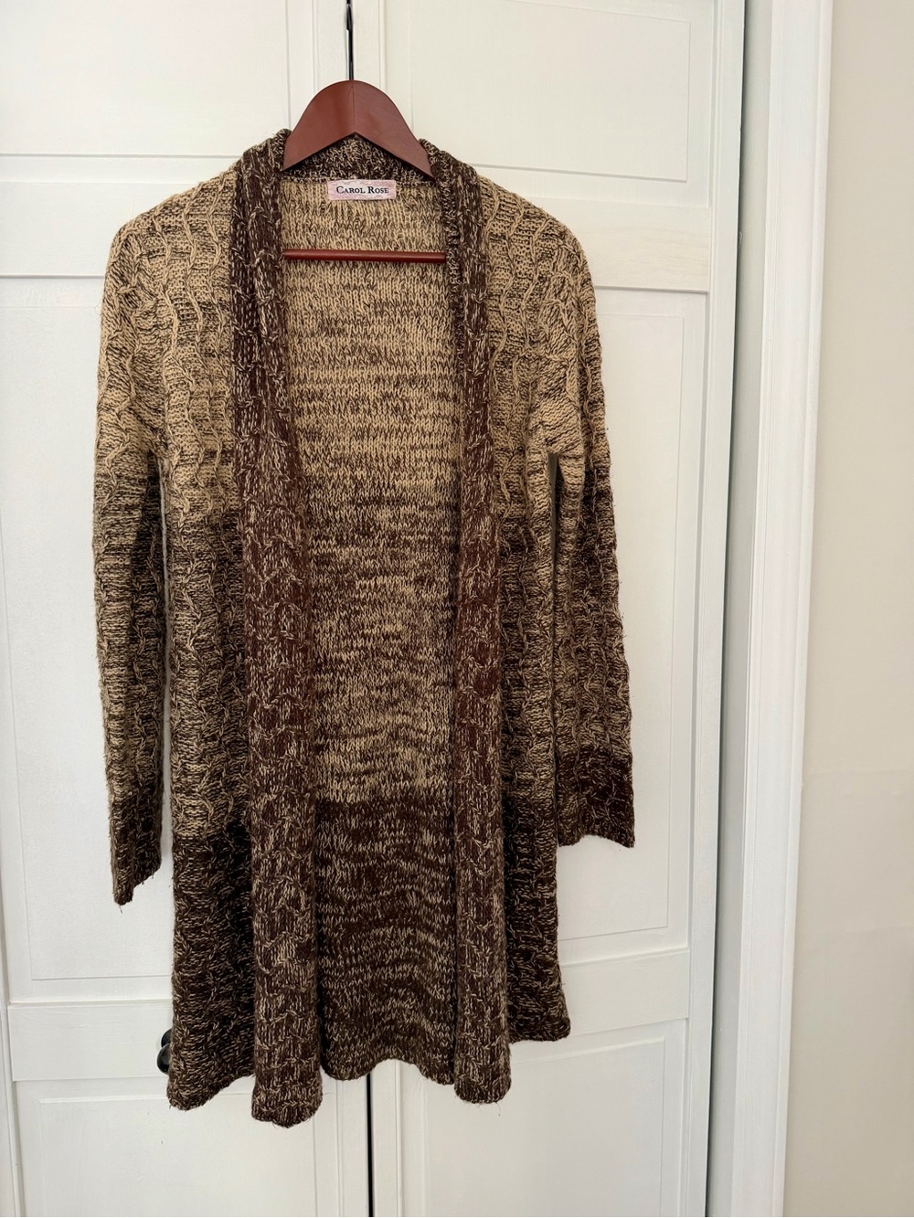 Carol Rose Brown Gradient Open-Front Knit Cardigan